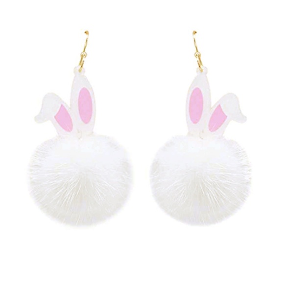 Rabbit w/PomPom Earrings - Picture 1 of 1